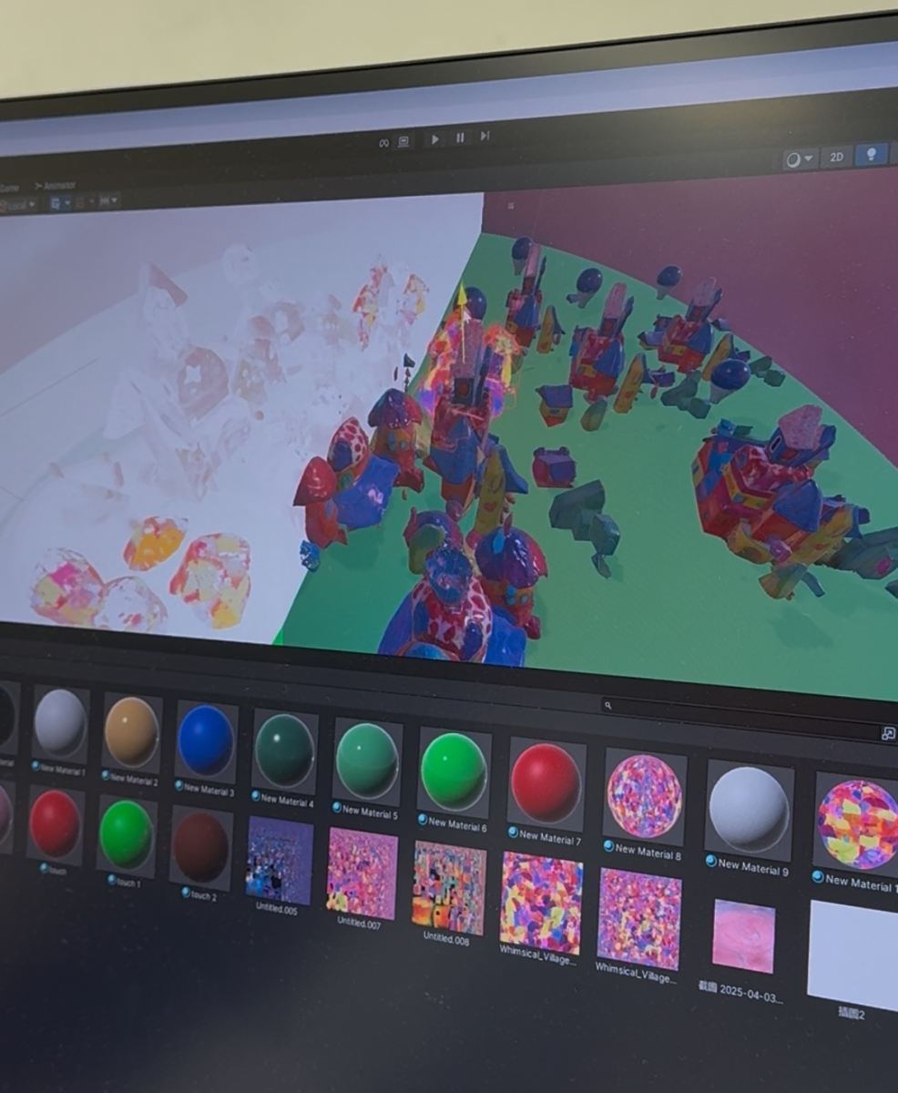 圖1、unity製作作品的過程（攝影：何幸蓉）