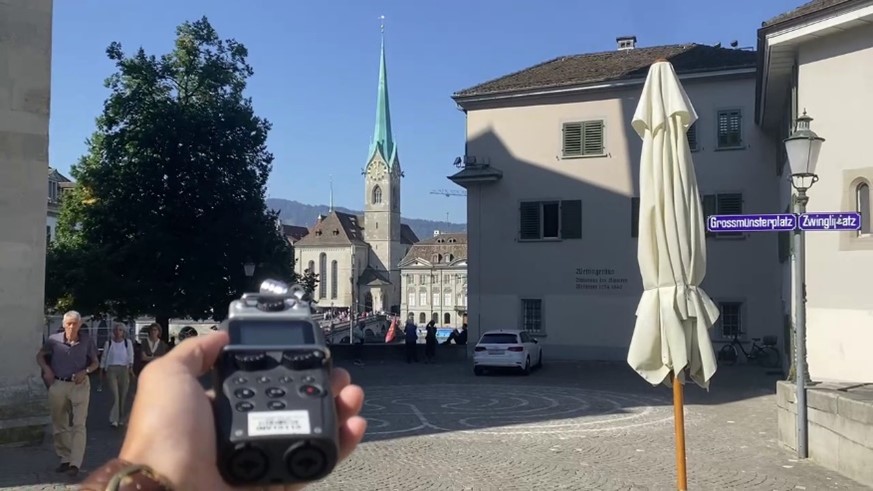 Figure 2: Recording audio on location in Zurich, Switzerland.